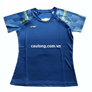 Áo cầu lông nam nữ cổ tròn lining 1109 màu xanh