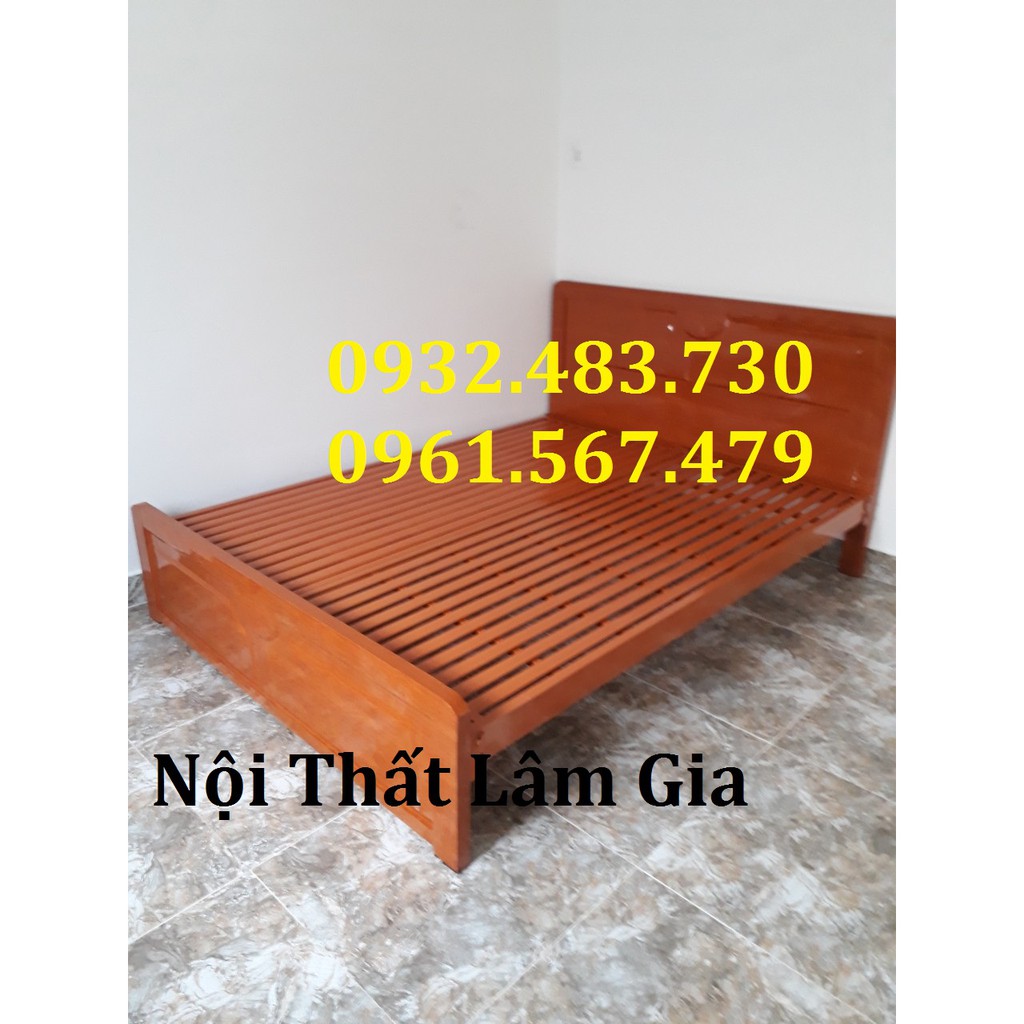 Giường sắt giả gỗ 1m4x2m LG-102