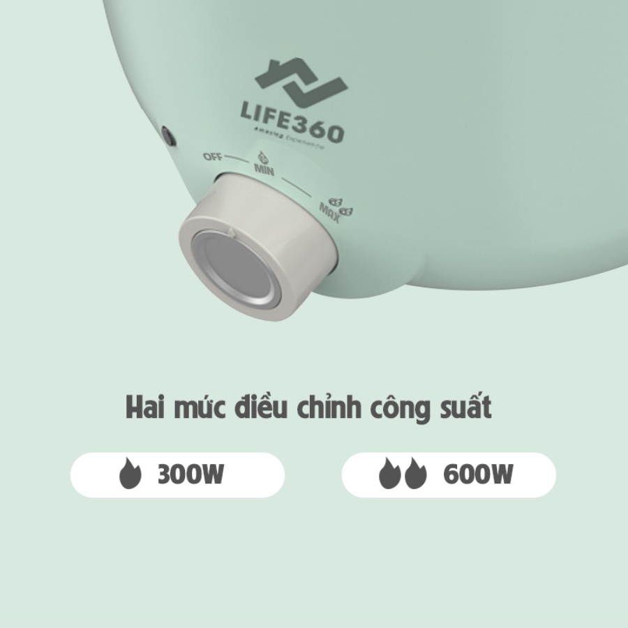 Nồi Điện Đa Năng Life360 AL-D12L5 Xanh - Nồi Lẩu Điện Mini- Hàng Chính Hãng- Bảo Hành 12 Tháng