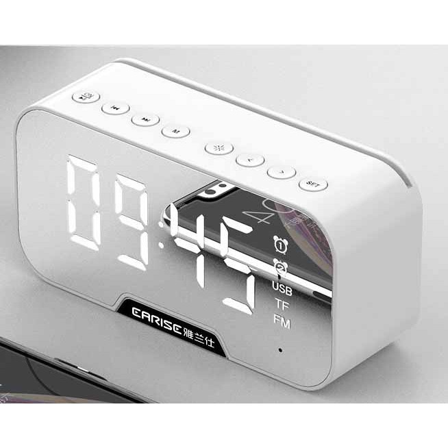 Loa Đồng Hồ Led để bàn mặt gương có báo thức kèm loa Bluetooth-Techzone