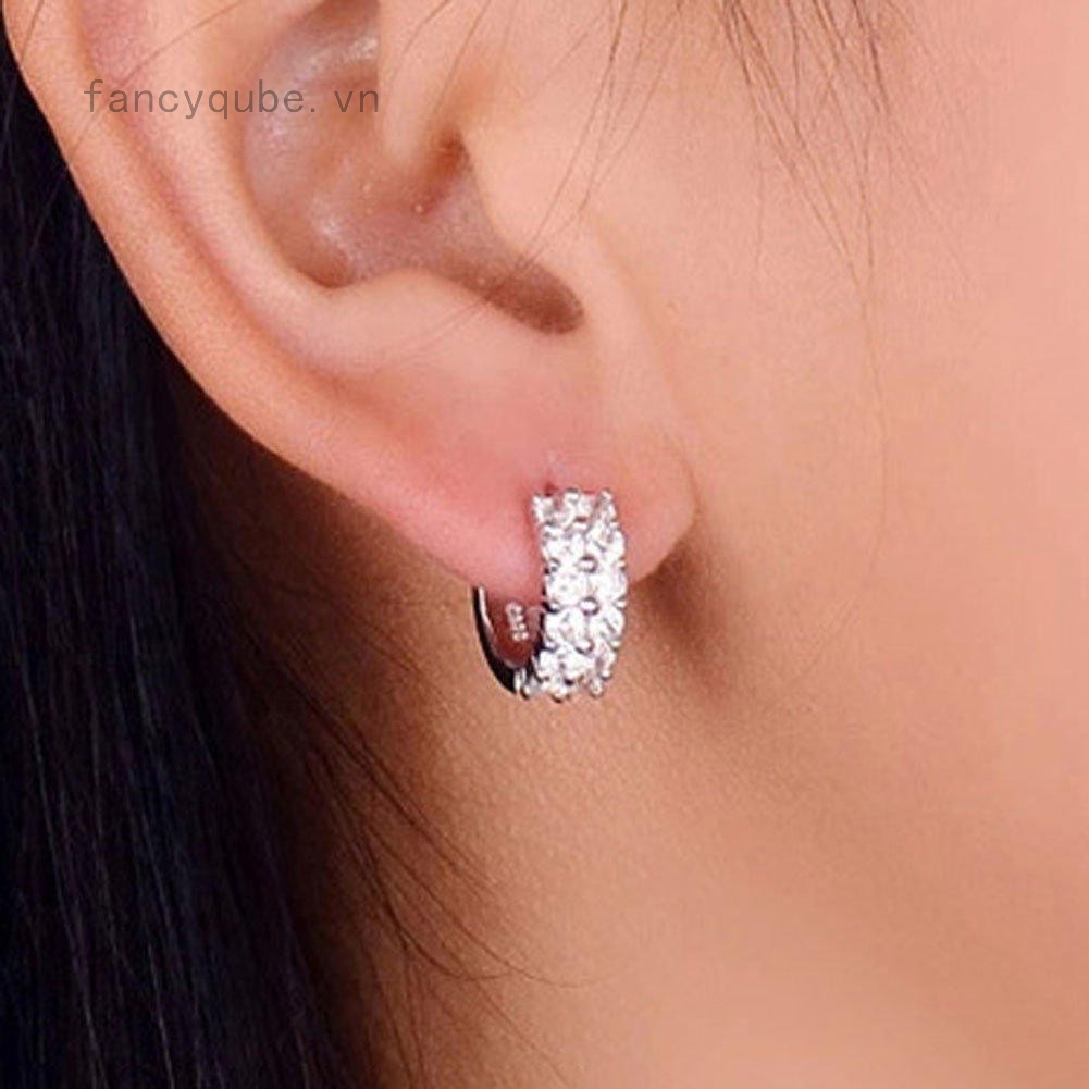 Khuyên tai nữ mạc bạc đính đá xinh lung linh