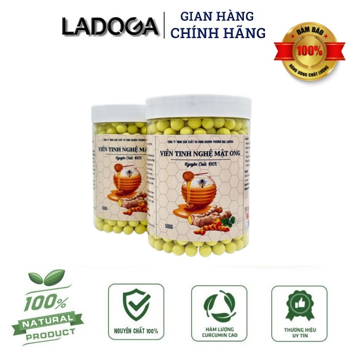 Viên Tinh bột nghệ mật ong LADOGA đóng hộp 500g
