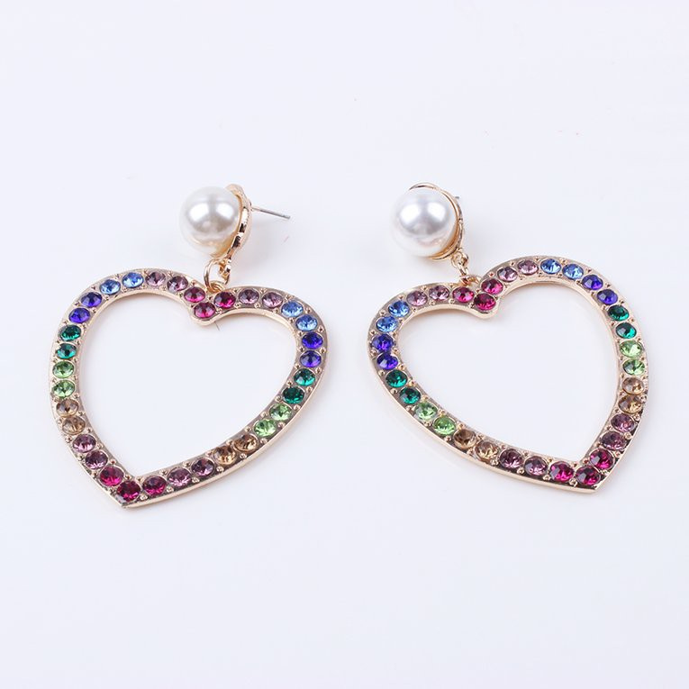 #cz Fashion Diamond Earring Alloy Love Heart Earrings Shining Earring Jewelry