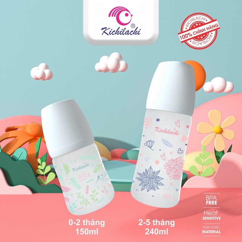 Bình sữa thuỷ tinh tráng silicon