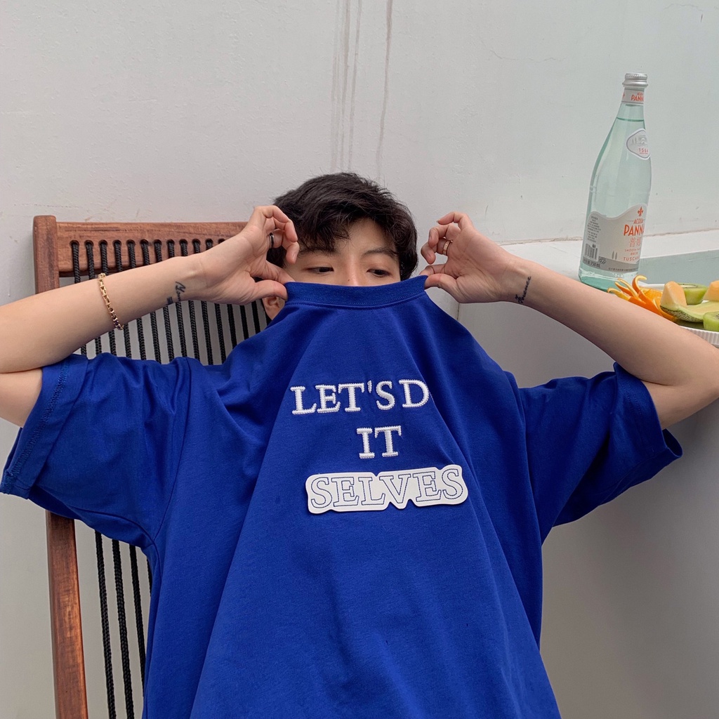 Áo Thun Nam Tay Ngắn Dáng Rộng Có In Chữ Phong Cách Hàn Quốc