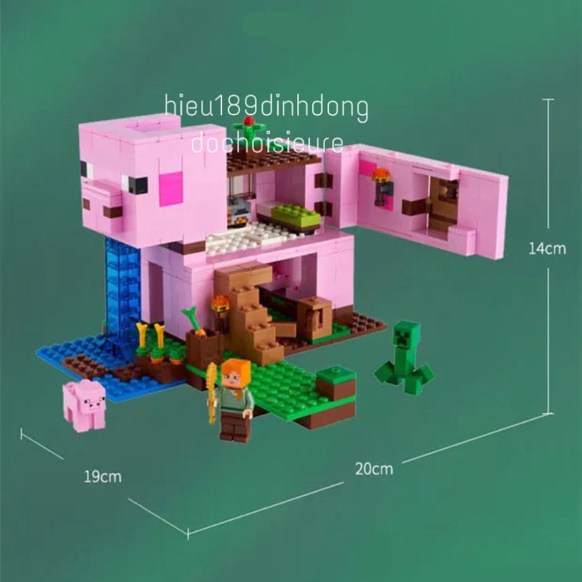 Lắp ráp xếp hình non Lego Minecraft My World The Pig House 21170, lari 11585 : Ngôi Nhà Heo Lợn 506 mảnh