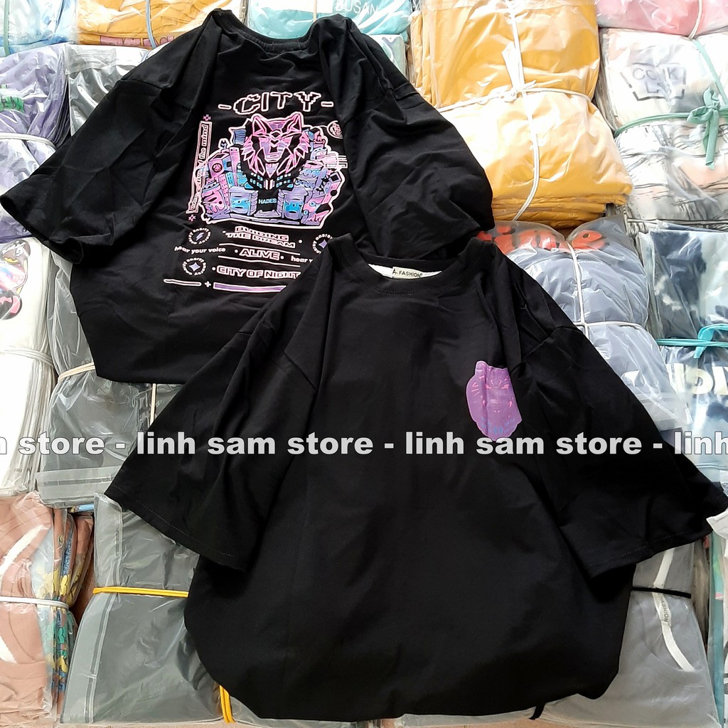 Áo thun in tay lỡ nữ freesize phông form rộng dáng Unisex - Ulzzang mặc cặp, nhóm, lớp hình ĐẦU SÓI chữ CITY màu đen | BigBuy360 - bigbuy360.vn