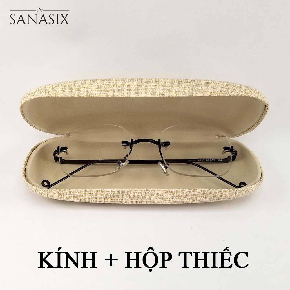 Gọng kính nam nữ mắt gả cận 0 độ, tròng không viền 3511 màu đen, bạc, vàng.Tròng kính chống ánh sáng xanh, chống tia UV | BigBuy360 - bigbuy360.vn