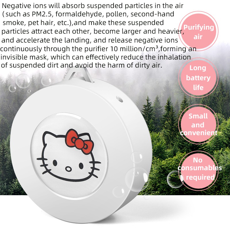 Aolon K05 Wearable Air Purifier Necklace Holle Kitty Cute Usb Rechargeable Negative Ions