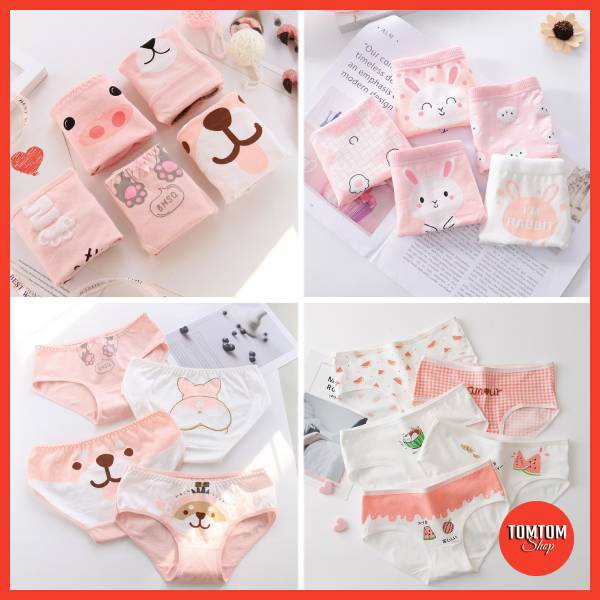 Quần Lót Nữ Cotton Dễ Thương hoạt hình nâng mông kháng khuẩn Set 4 CB3
