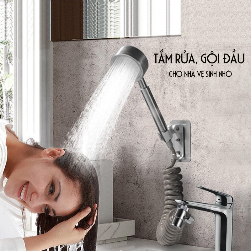 Vòi sen tăng áp inox lắp bồn rửa mặt lavabo và chậu rửa bát nhà tắm cao cấp ✅