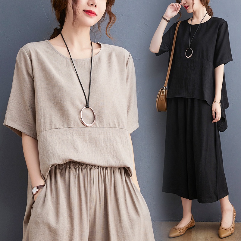 A335 bộ đồ bigsze freesize quần dài ống rộng áo cách điệu thời trang phong cách mẫu mới