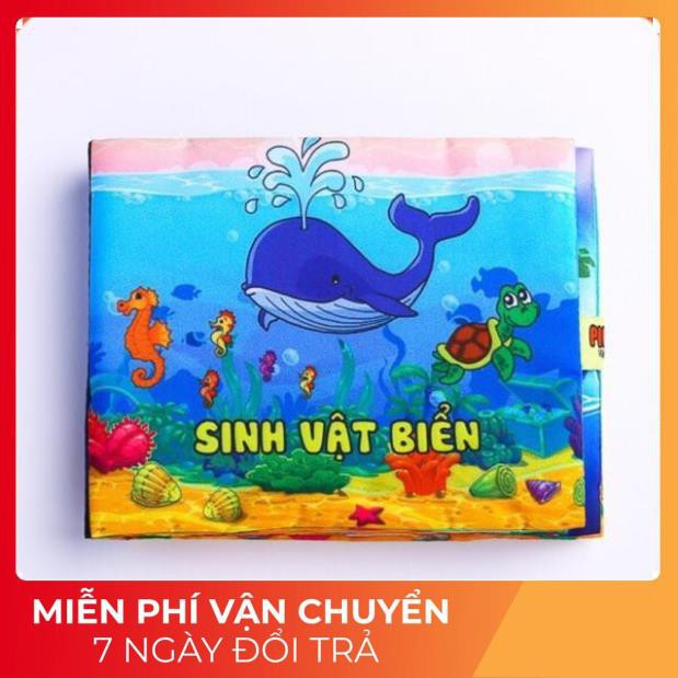 Sách vải Pipo cỡ to - SINH VẬT BIỂN - Song Ngữ- Made in vietnam SV13