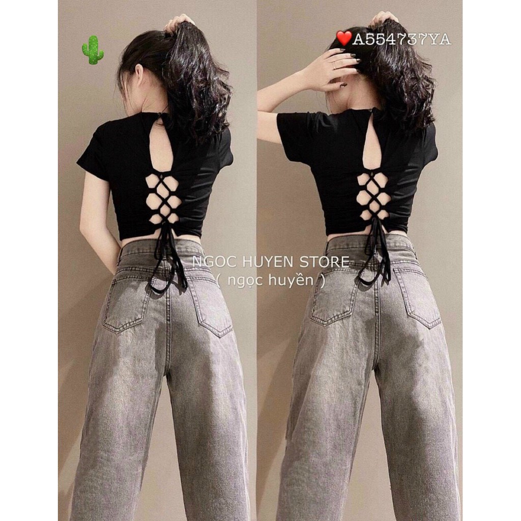 Áo Kiểu Tay Ngắn Hot Trend Đan Dây Sau Lưng Có Mút Ngực Sexy