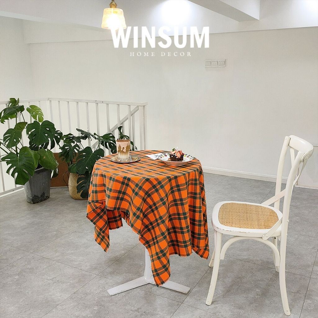 Khăn Trải Bàn Caro Kiểu Plaid Vải Canvas Thô - winsum.decor