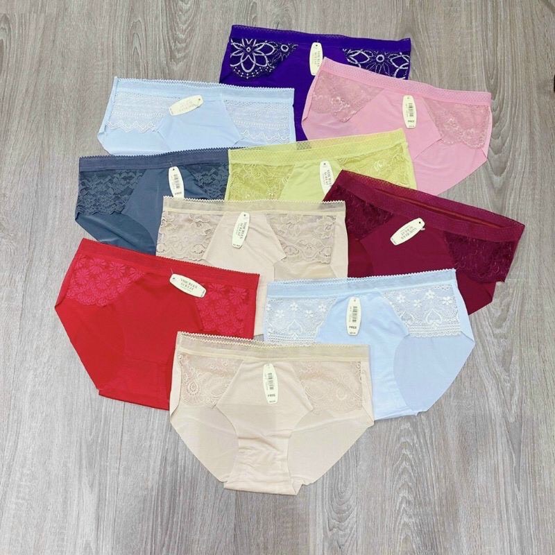 [SALE 1 NGÀY DUY NHẤT combo 10 quần lót nữ đúc su pha ren xuất nhật