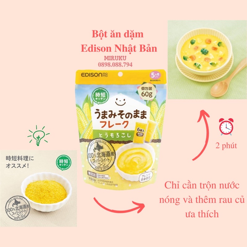 Bột bắp ăn dặm Edison nội địa Nhật cho bé từ 5 tháng - 4 KHÔNG: phẩm màu, hương liệu, bảo quản, tạo ngọt