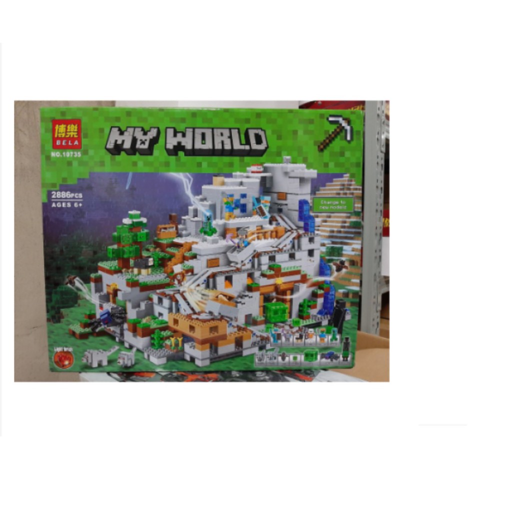 Lego lắp ráp-Chuỗi lego Minecraft xếp hình My world mã10735 xếp hình Hang Động Trong Núi (2886 chi tiết)