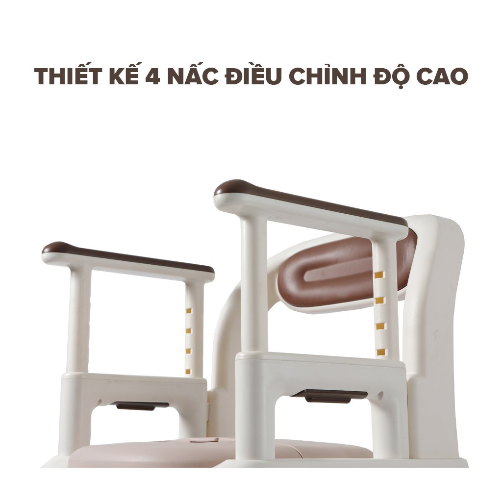 Bô vệ sinh người già Babyhop làm từ nhựa nguyên sinh chịu lực 960KG dễ dàng vệ sinh 2 chế độ chân TẶNG KÈM CỌ BÔ