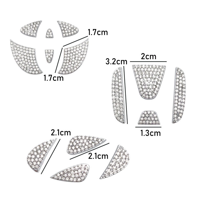 Logo Đính Đá Lấp Lánh Trang Trí Vô Lăng Xe Hơi Hyundai Honda Toyota Ford Kia