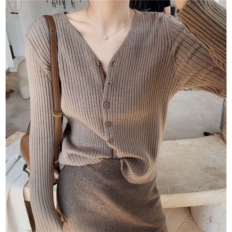 Áo khoác Cardigan dệt kim tay dài màu sắc thanh lịch cho phái nữ | BigBuy360 - bigbuy360.vn