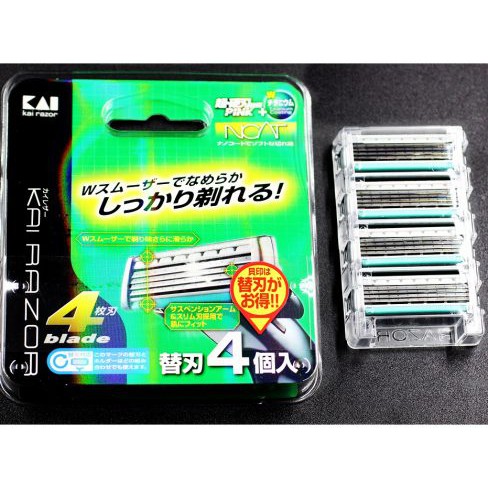 [BIG SALE] Set 4 lưỡi dao thay thế KAI (dao 5 lưỡi kép,hộp xanh) - Hàng Nhật nội địa
