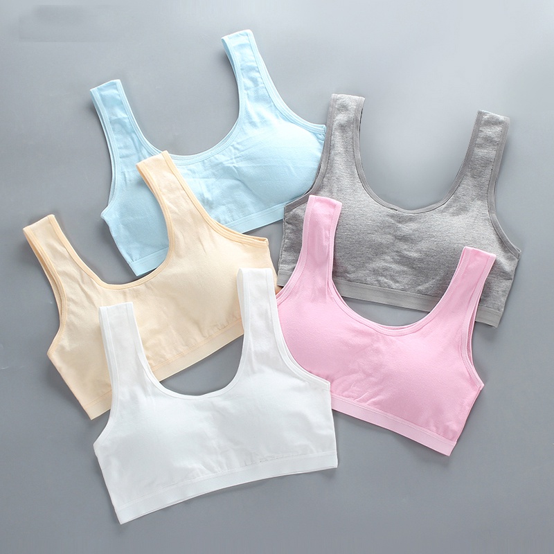Áo Ngực Cotton Mỏng Thoáng Khí Có Mút Nâng Ngực Dành Cho Nữ 8-16 Tuổi