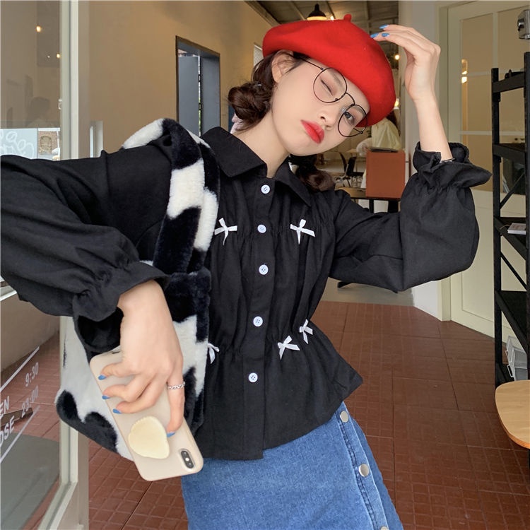 Áo Sơ Mi Trắng Ngắn Dáng Rộng Tay Dài Thắt Nơ Thời Trang Thiết Kế Mới 2022 Dành Cho Bạn Nữ