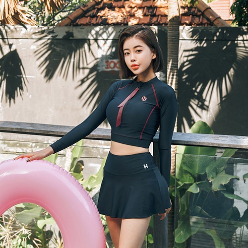 Bộ đồ bơi 2 mảnh màu trơn lưng cao có đệm nâng ngực phong cách Hàn Quốc gợi cảm cho nữ | BigBuy360 - bigbuy360.vn