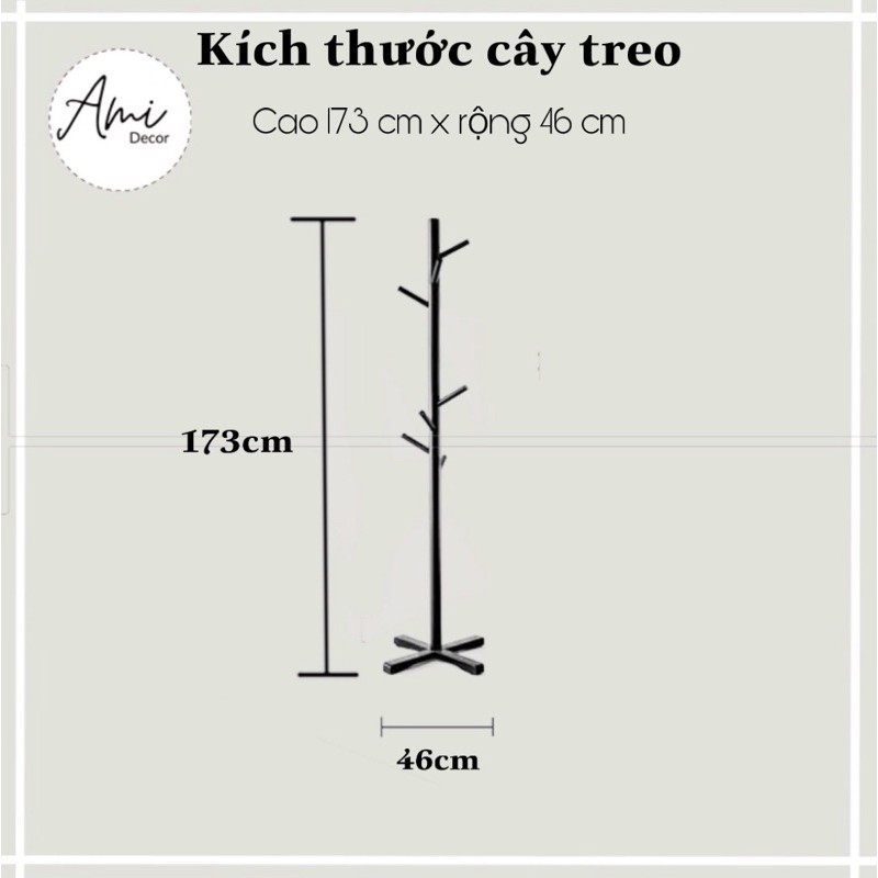 Cây,móc treo quần áo Hàn Quốc - decor trang trí shop thời trang, phòng ngủ - cây treo quần áo gỗ thông 173 x 46 cm