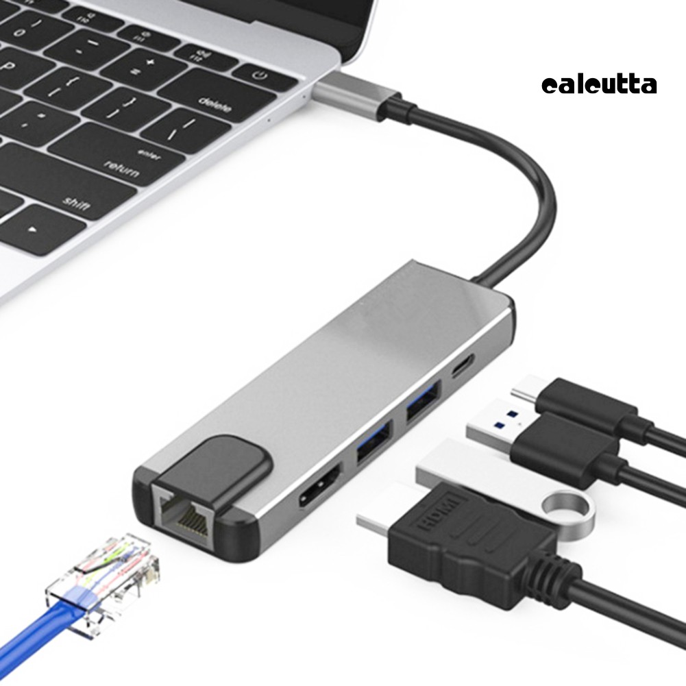 【Ready stock】5 in 1 Type C to 4K HDMI USB 3.0 Charging Hub Adapter Converter for MacBook Pro