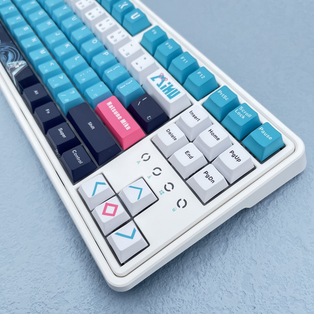 140 Phím Hatsune Miku Keycap Cherry Profile Miku Anime PBT Dye Sub Bàn phím cơ học Keycaps