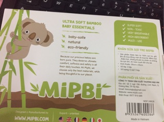 Khăn sữa 100% sợi tre Mipbi 3 lớp