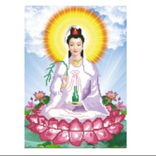 Tranh thêu chữ thập mẹ quan âm-X8096