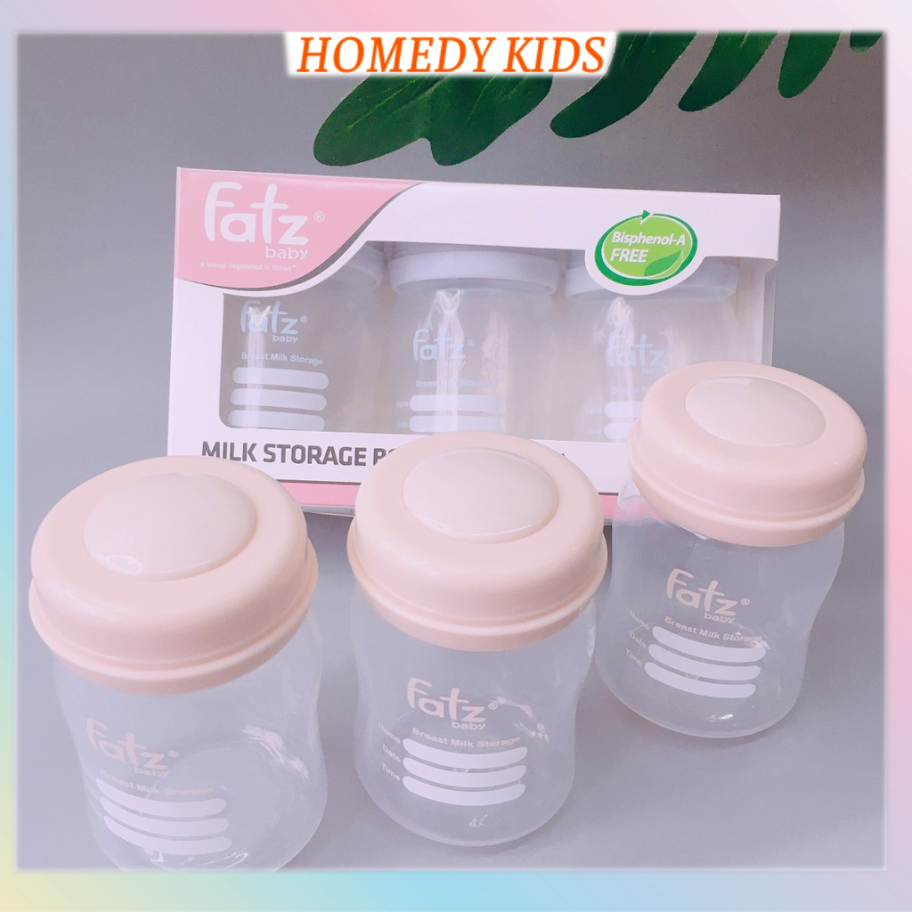 Bộ 3 bình trữ sữa mẹ lọ đựng sữa 150ml Fatz Baby FB0120N Homedy Kids