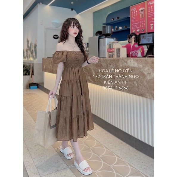 Đầm XOÈ TẦNG Bo Chun Ngực Hương Quỳnh Bigsize