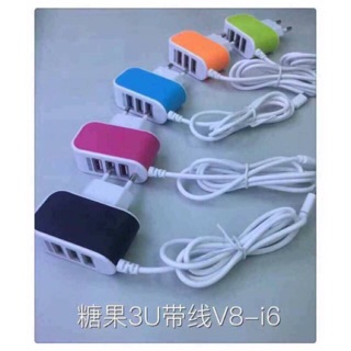 Sạc liền dây 3 cổng USB 3.1A (Iphone hoặc Android)