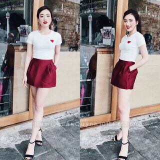 áo thun thêu trái tim đơn giản