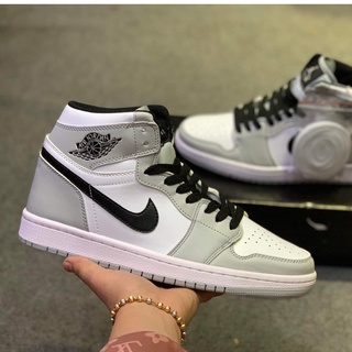 [Full box+bill] Giày air jordan high, giày jd1 màu xám khói vạch đen cao cổ đủ size nam nữ chuẩn 11