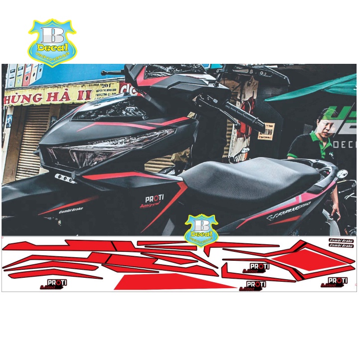 ( Quí khách vui lòng mang ra tiệm cho thợ dán ) Tem vario 2017 chỉ đen nhám H2