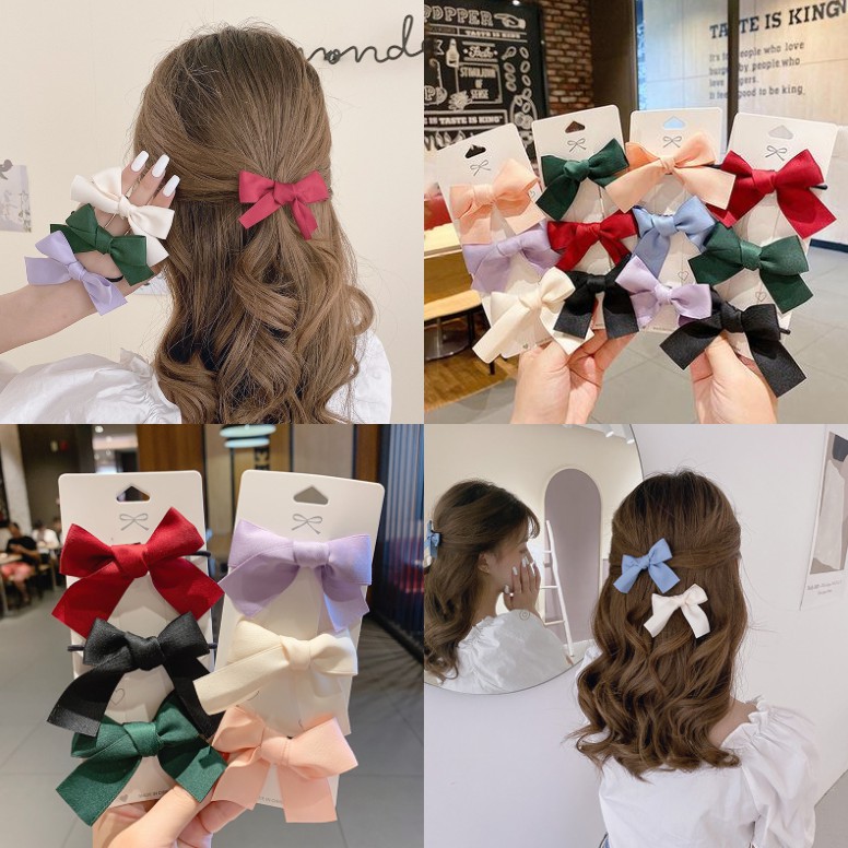 Kẹp tóc đính nơ phong cách ngọt ngào đáng yêu cho nữ