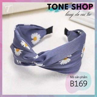 Băng đô cài tóc nữ tone shop băng đô xanh indigo hoa cúc b169
