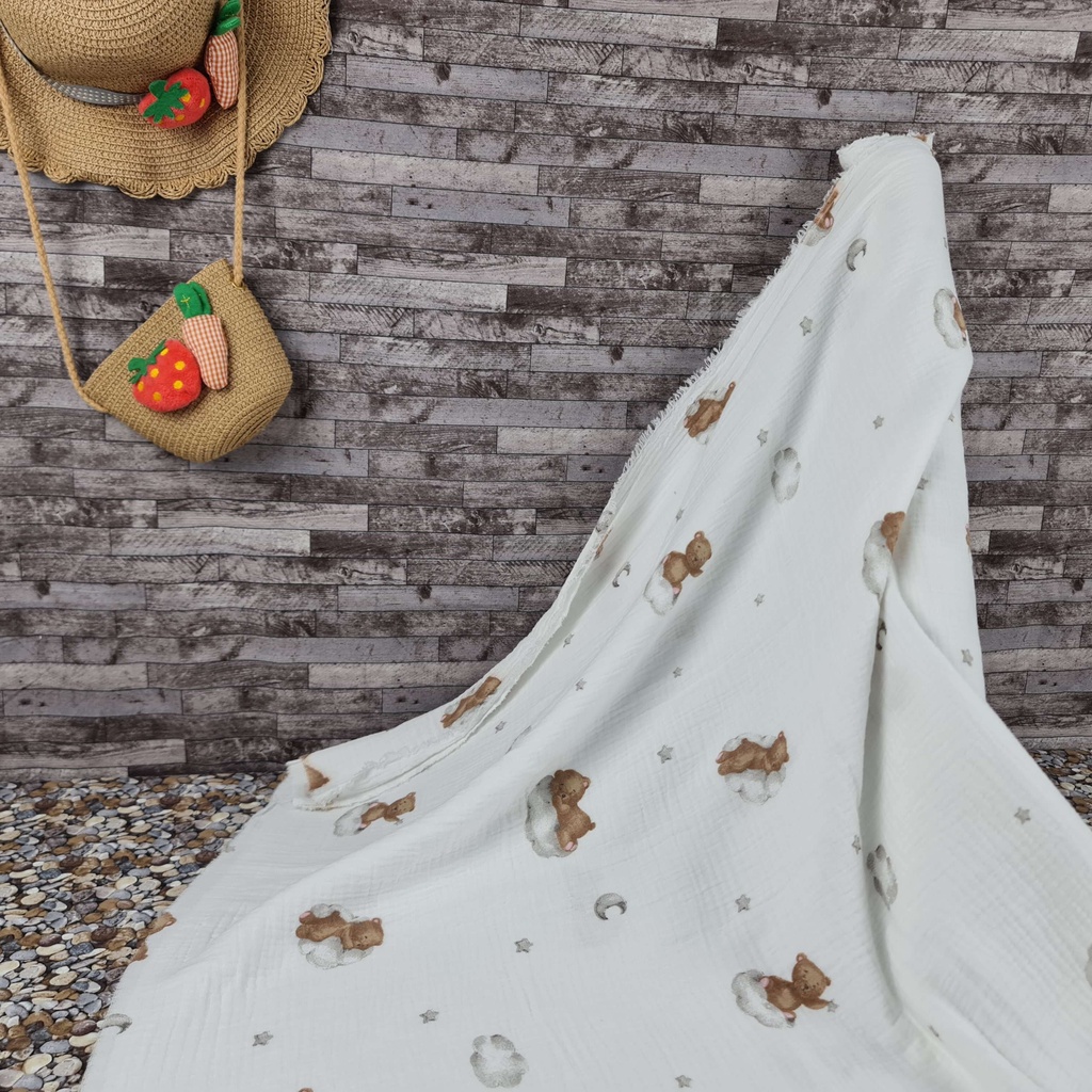 Vải Xô Muslin 2 lớp cao cấp - Bộ sưu tập các mẫu gấu