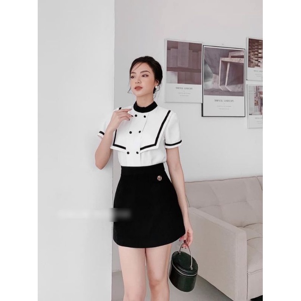 ÁO SƠ MI TÀ VẠT NGỰC CỔ TRÒN CAO CỔ LỌ MÀU NÂU TÂY