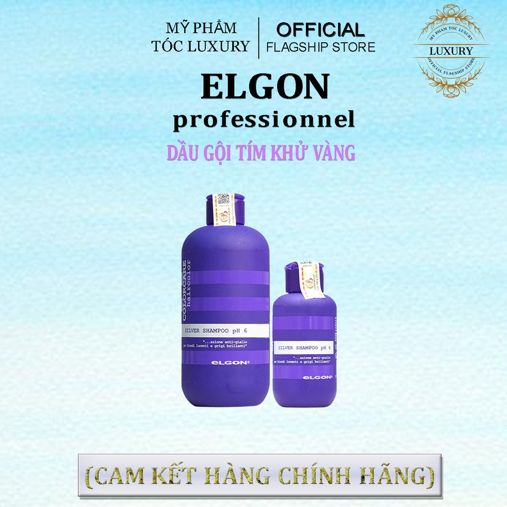 Dầu gội tím Elgon, dầu gội khử vàng và giữ màu dành cho tóc tẩy nhuộm màu thời trang 300ml-100ml