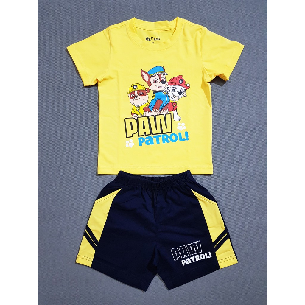Bộ thun cotton bé trai in paw patrol biệt đội cứu hộ
