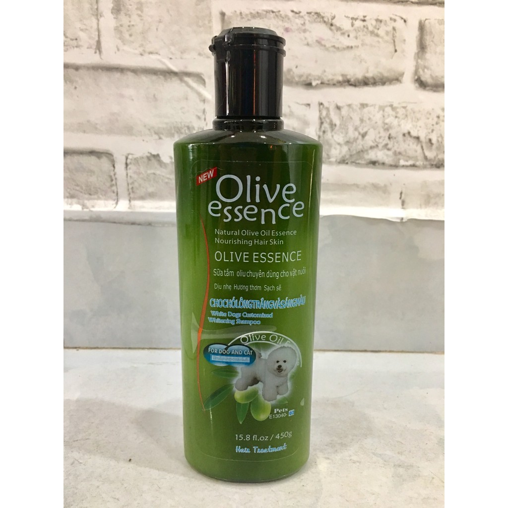 Dầu tắm chó mèo tinh dầu ô liu OLIVE 450ml - Loại Dành Cho Lông Trắng &amp; Sáng Màu