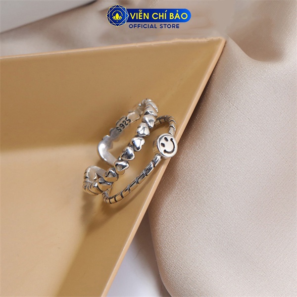 Nhẫn bạc nữ hình mặt cười trái tim chất liệu bạc 925 thời trang phụ kiện trang sức nữ Viễn Chí Bảo N000722