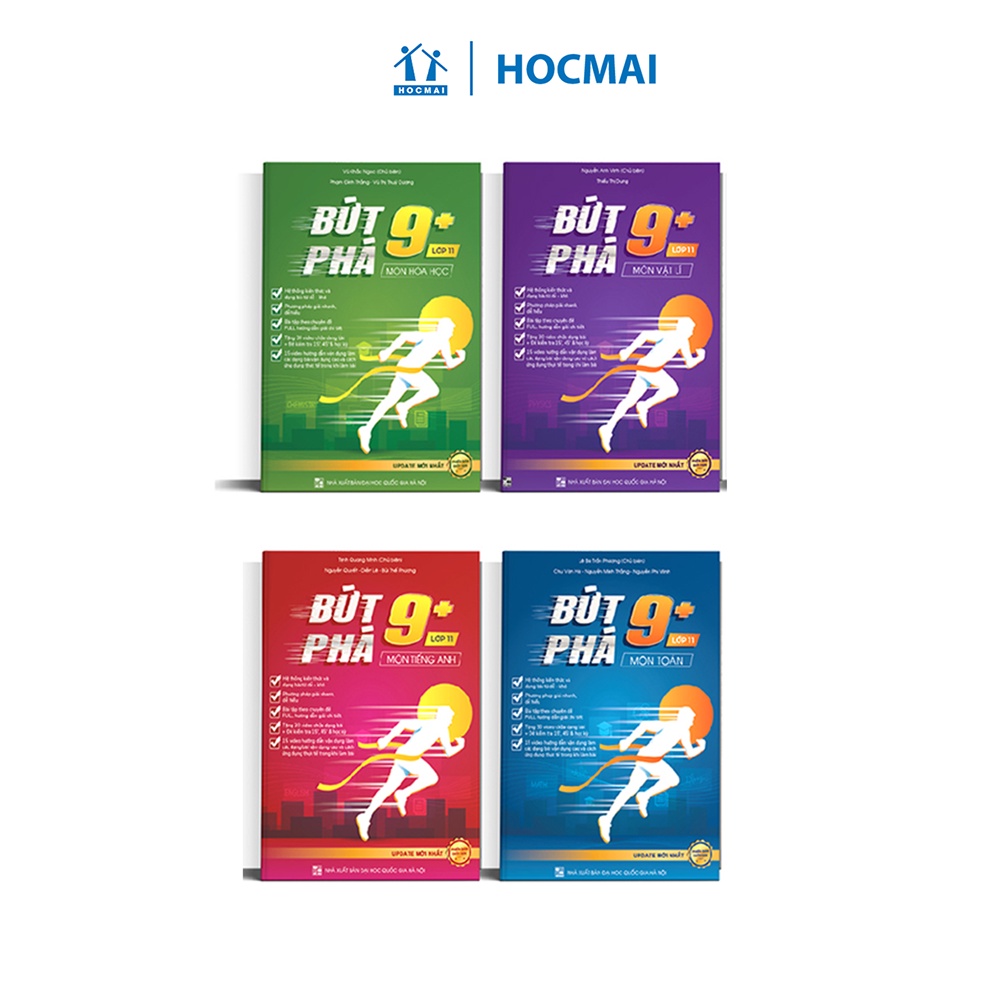 Combo 4 sách Bứt phá 9+ lớp 11 môn Toán, Hóa học, Vật lí, Tiếng Anh