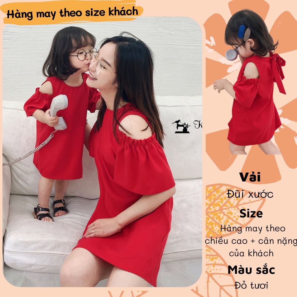 Set đôi cho mẹ bé trễ vai form dáng đơn giản giấu bụng cho các Mom
